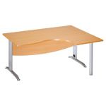 BUREAU COMPACT RETOUR À DROITE ACTIVITY MÉTAL 2 - L. 160 X P. 120 CM - PLATEAU HÊTRE - PIEDS L 'ALUMINIUM'