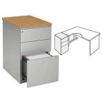 CAISSON HAUTEUR BUREAU MÉTAL NF ENVIRONNEMENT ALUMINIUM TOP HÊTRE, H.72 X L. 42 X P. 60 CM