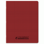 LOT DE 10 - CAHIER CONQUERANT RECYCLE AGRAFE 170X220 96P SEYES POLYPRO ROUGE