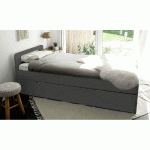 PACK LIT GIGOGNE LEMAND + 2 MATELAS  GRIS ANTHRACITE 90X200 CM/OPT:MATELAS FEEVAH HR