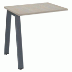 RETOUR DE BUREAU ECLA 80 X 60 CM CHÊNE GRIS PIÉTEMENT MÉTAL FINITION ANTHRACITE