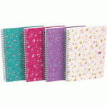 CAHIER FLOWERS SPIRALE A5 120P 90G Q5/5 ASSORTI - OXFORD