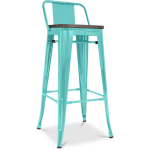 TABOURET DE BAR DESIGN INDUSTRIEL AVEC DOSSIER - BOIS ET ACIER - 76CM - STYLIX VERT PASTEL - BOIS, ACIER - VERT PASTEL