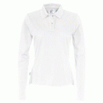 COTTOVER POLO PIQUE MANCHES LONGUES FEMME - CERTIFIÉ GOTS BLANC - TAILLE M