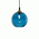 HOLLÄNDER SUSPENSION CAGLIARI À 1 LAMPE ABAT-JOUR VERRE BLEU