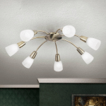 ORION PLAFONNIER TULLO, À SEPT LAMPES, LAITON ANCIEN
