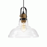LAMKUR SUSPENSION TEO AVEC ABAT-JOUR EN VERRE, PATINÉE