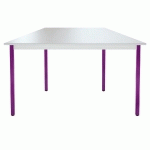 TABLE MODULAIRE DOMINO TRAPEZE - L. 120 X P. 60 CM - PLATEAU GRIS - PIEDS PRUNE