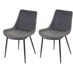 DÉCOSHOP26 - 2X CHAISES DE SALLE À MANGER BUREAU CUISINE EN SYNTHÉTIQUE GRIS FONCÉ STYLE CHIC MOTIF LOSANGE - GRIS