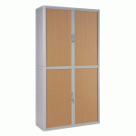 ARMOIRE EASY OFFICE HAUTEUR 204 CM CORPS GRIS RIDEAUX COLORIS HÊTRE - MANUTAN COLLECTIVITÉS