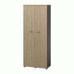 ARMOIRE HAUTE OPALE L 86 X H 216 CM CORPS ANTHRACITE PORTES BATTANTES ORME