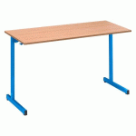 LOT DE 2 - TABLE SCOLAIRE 2 PLACES L.130 CM PLATEAU HÊTRE - TAILLE 5 POUR CE2/CM1 PIÈTEMENT BLEU