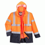 PORTWEST S768 PARKA BICOLORE EXECUTIVE 5-EN-1 ORANGE/MARINE - TAILLE M