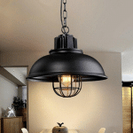 AXHUP - RÉTRO VINTAGE LUSTRE SUSPENSION INDUSTRIELLE E27 33CM PLAFONNIER ABAT-JOUR EN MÉTAL LUMINAIRE NOIR 1PCS