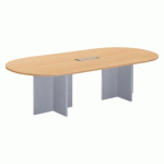 TABLE DE RÉUNION MODULABLE AVEC EXTENSION EXCELLENS L 260 X P 120 CM PLATEAU HÊTRE PIEDS CROIX PLEIN BOIS ALUMINIUM