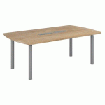 TABLE TONNEAU BELEM L 200 X P 115 CM - 8 PERSONNES CHÊNE NATUREL PIÈTEMENT ALUMINIUM