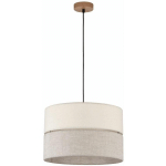 LICHT-ERLEBNISSE - SUSPENSION CHAMBRE À COUCHER TISSU ROND Ø 38 CM CONFORTABLE - NOIR, BEIGE, GRIS, BOIS CLAIR