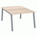 PÔLE DE 2 BUREAUX DROITS CHÊNE CLAIR L 120 X P 80 CM PIÉTEMENT MÉTAL ALUMINIUM - ARCH