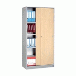 ARMOIRE HARMONIE H 180 X L 90 X P 44 CM CORPS ALUMINIUM PORTES COULISSANTES HÊTRE