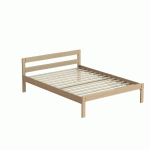 LIT NOVA 140X190 PMR HAUTEUR 50CM TÊTE 2 TRAVERSES SOMMIER À LATTES NATUREL - MANUTAN COLLECTIVITÉS