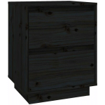 TABLE DE CHEVET NOIR 40X35X50 CM BOIS DE PIN SOLIDE