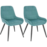 CHAISES DE SALLE À MANGER LOT DE 2. CHAISES RELAXANTES EN VELOURS. ERGONOMIQUES AVEC DOSSIER. VERT TURC BH331TS-2 - VERT TURC - WOLTU