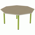 TABLE CARÉLIE OCT Ø120 T3 STR POLY. HÊTRE MIEL BEIGE/VERT AC - MOBIDECOR
