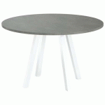 TABLE RÉUNION EVAN Ø 120 CM PIED BLANC PLATEAU BÉTON - MBA
