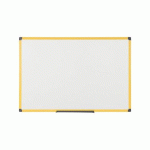 TABLEAU BLANC LAQUÉ INDUSTRIEL ULTRABRITE CADRE JAUNE 180 X 120 CM BI-OFFICE