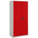 ARMOIRE MÉTAL CLASSTOUT - A PORTES BATTANTES - H. 180  X  L. 90 CM - CORPS GRIS - PORTES ROUGE