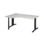 BUREAU COMPACT RETOUR À GAUCHE IMEDIA - L. 160 X P. 110 CM - PLATEAU GRIS - PIEDS ANTHRACITE