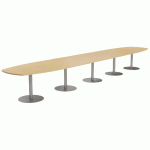TABLE CONFÉRENCE ELGA PIED COROLLE 600X113 CM PLATEAU STRATIFIÉ HÊTRE/ALU - MANUTAN COLLECTIVITÉS