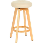 TABOURET DE BAR NAVAN, CHAISE DE BAR TABOURET DE BAR, BOIS SIMILICUIR PIVOTANT CRÈME, PIEDS CLAIRS - BEIGE