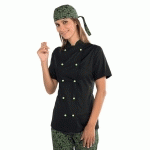 VESTE DE CUISINE NOIRE  POUR FEMME TISSU EXTRA LÉGER