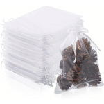 200PCS SACS ORGANZA,7 X 9 CM + 10X15CM BLANC,POCHETTE CADEAU EN ORGANZA, SACHETS DE MARIAGE AVEC CORDON,POUR BONBONNIÈRES, COMMUNION, MARIAGE,