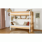 PACK LIT SUPERPOSÉ DONNELL + 2 MATELAS  BOIS ET BLANC 90X190 CM/OPT:MATELAS ELBE HD