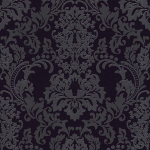 PAPIER PEINT NOIR ET ARGENT | PAPIER PEINT BAROQUE NOIR | PAPIER PEINT NOIR PAILLETÉ INTISSÉ & VINYLE | PAPIER PEINT GLAMOUR CHAMBRE - 10,05 X 0,53 M