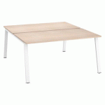 PÔLE 2 BUREAUX ECLA CHÊNE CLAIR L 160 X P 80 CM PIÈTEMENT MÉTAL FINITION BLANC