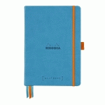 RHODIARAMA GOALBOOK REMBORDÉ RIGIDE A5 240 PAGES DOT PAPIER BLANC 90G - TURQUOISE
