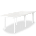 TABLE DE JARDIN TABLE D'EXTÉRIEUR BLANC 210 X 96 X 72 CM PLASTIQUE