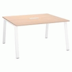 TABLE DE RÉUNION CHÊNE CLAIR L 140 X P 126 CM - PIÉTEMENT MÉTAL BLANC - ARCH