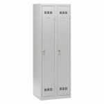 VESTIAIRE 2 COLONNES COLOR MONOBLOC INDUSTRIE PROPRE GRIS