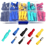 CREA - 100 PCS ELECTRICAL LUGS INSULATED ELECTRICAL CRIMP TERMINALS & CONNECTOR KITS AUTOMOTIVE STRAIGHT WIRE TERMINAL CONNECTORS (3 DIFFERENT SIZES)