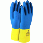 GANTS DE MANUTENTION LATEX À DOUBLE TREMPAGE - BLEU/JAUNE - TAILLE 7