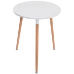 TABLE DE CUISINE PETITE TABLE D'APPOINT RONDE 3 PIEDS EN BOIS CLAIR Ø60 CM - NOIR