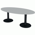 TABLE DE RÉUNION PLATEAU OVALE L.200 GRIS 2 PIEDS - QUADRIFOGLIO