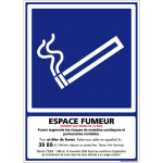SIGNALETIQUE.BIZ FRANCE - AFFICHE OFFICIELLE ESPACE FUMEUR, EMPLACEMENT FUMEUR. SIGNALISATION INFORMATION AVERTISSEMENT. AUTOCOLLANT, PVC, ALU