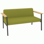 CANAPÉ AMALTI 2 PL MÉTAL GRIS TISSU NON FEU M1 VERT - QUADRIFOGLIO