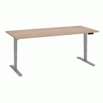 BUREAU RÉGLABLE EN HAUTEUR ÉLECTRIQUE CHÊNE CLAIR ECLA ERGO PREMIUM 180 X 80 CM ALUMINIUM
