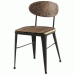 CHAISE AUSTIN ASS/DOS PIN VIEILLI VEINÉ - PIÈT ACIER ANTHRAC - JAYSO